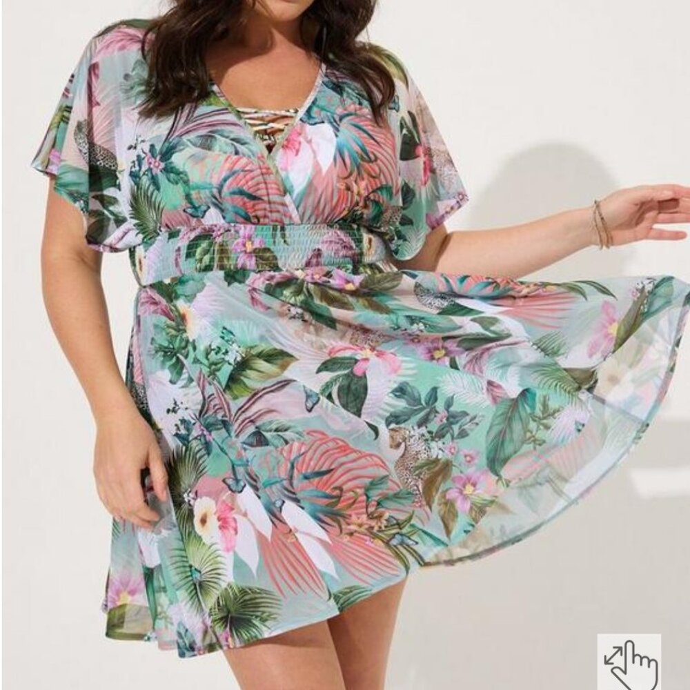 Torrid Mesh Smock Waist Coverup Dress Size 1 (NWT)